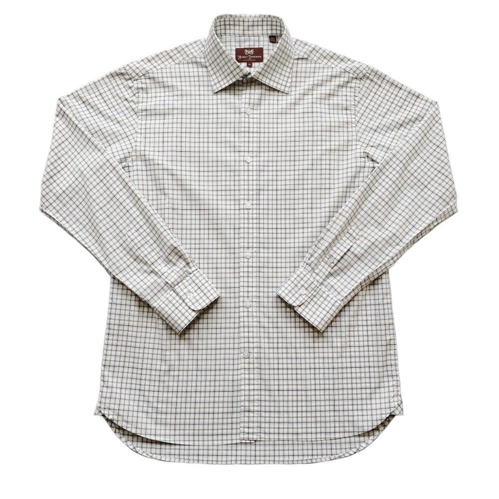 HICKEY FREEMAN White Check Sport Shirt Medium M - Picture 2 of 7